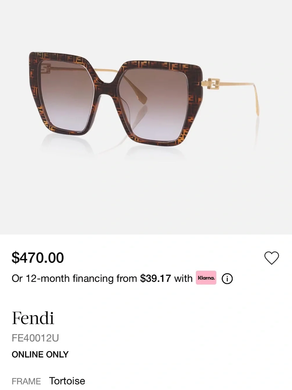 Fendi Brown Tortoise Square Sunglasses with Gold Temples